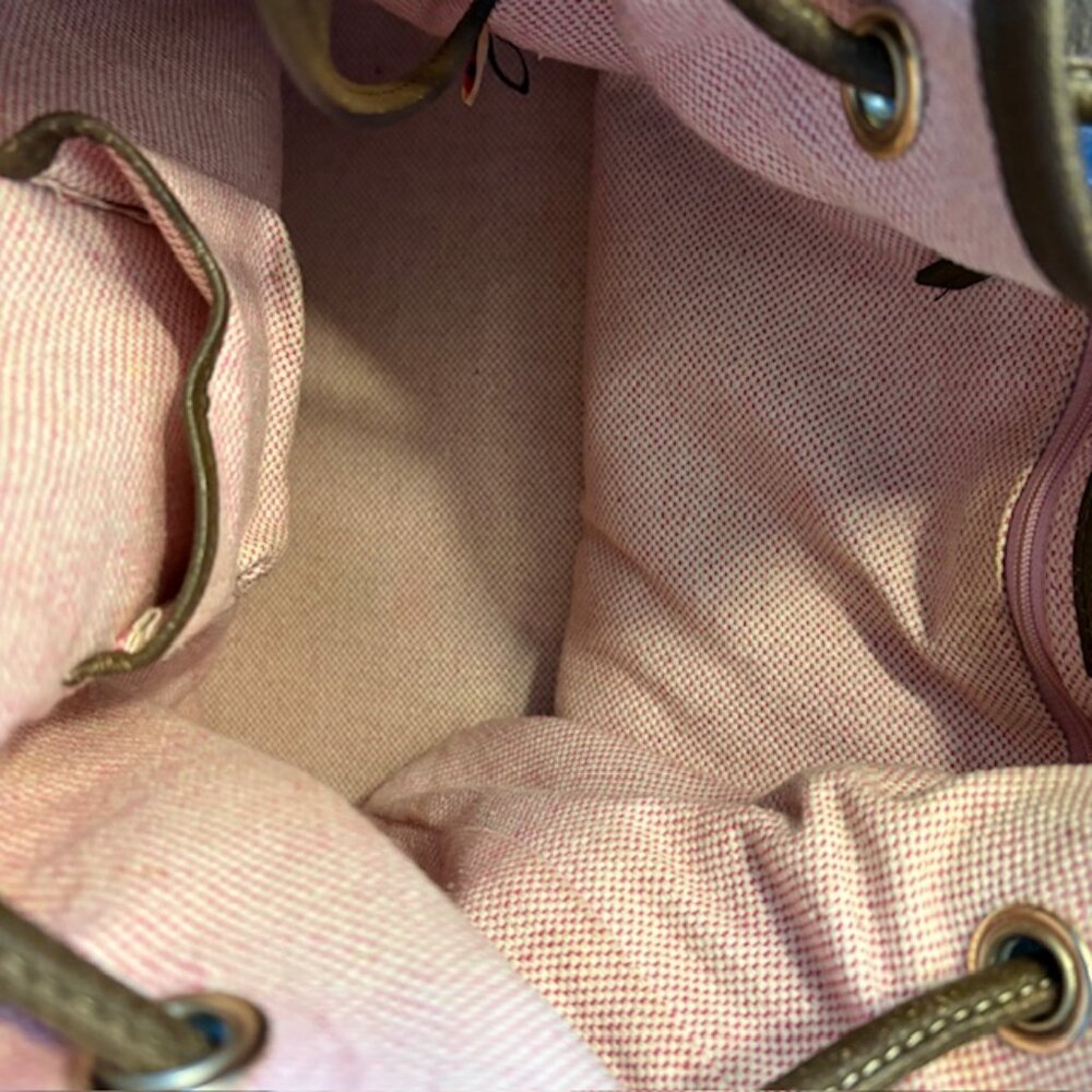 Dooney & Bourke Drawstring Bucket Bag Pebbled Leather Brown Grommets Tassels - Picture 12 of 13